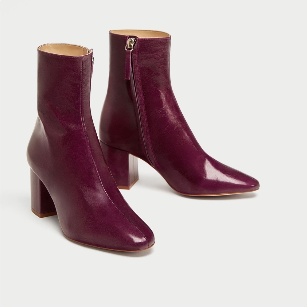 Zara Collection Black Ankle Boots with Block Heel